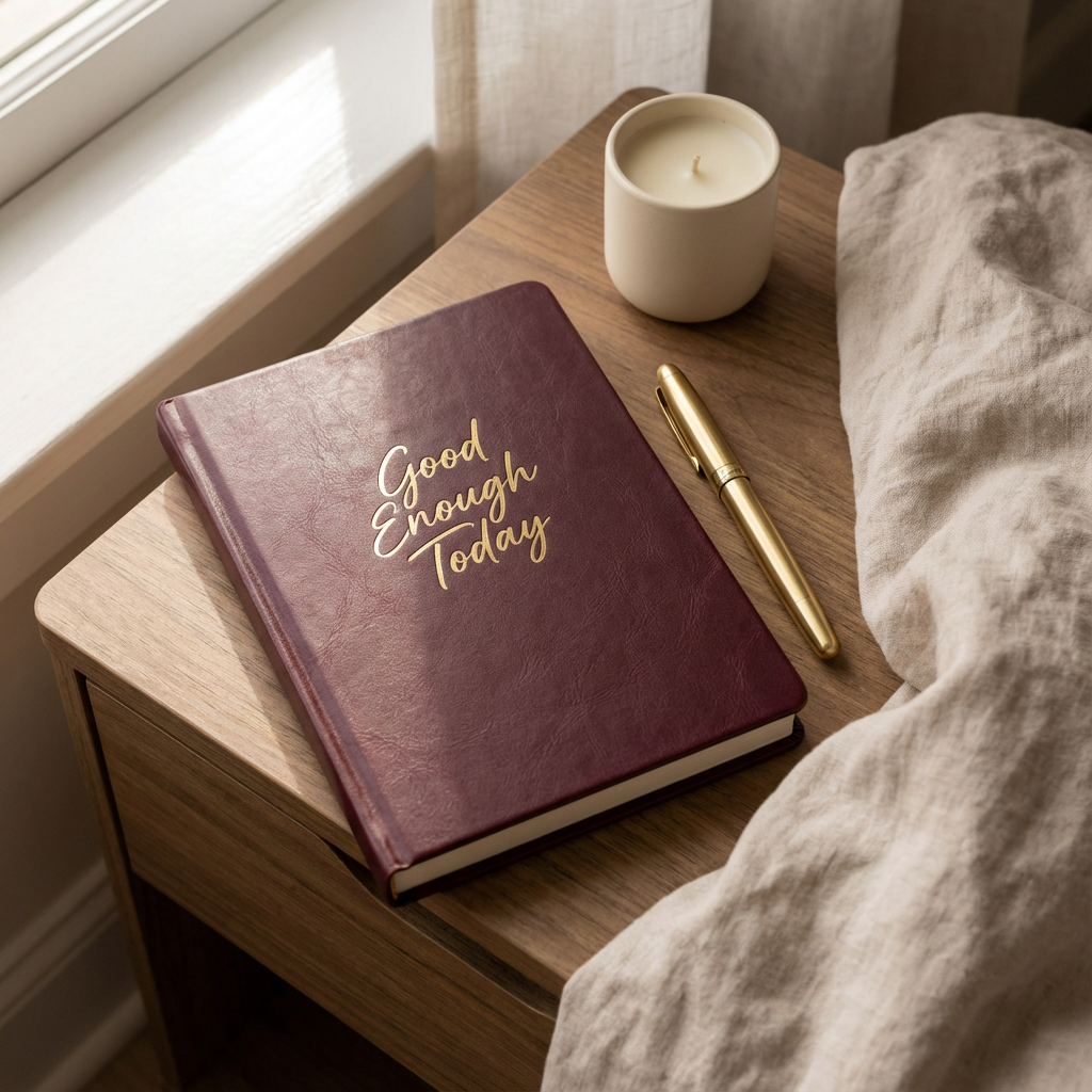 Good Enough Today merchandise collection featuring journal, apparel, and lifestyle products